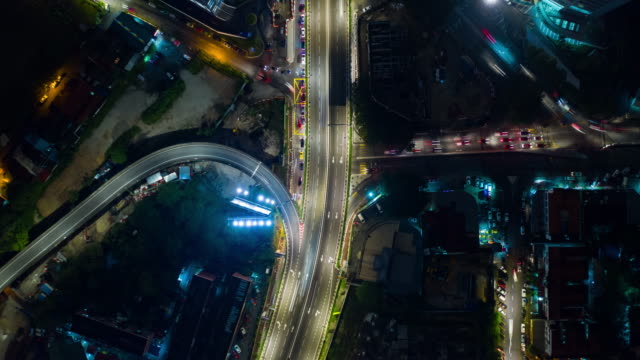 Kuala-Lumpur-Zentrum-Verkehr-Kreuzung-aerial-Panorama-Zeitraffer-4k-Malaysia