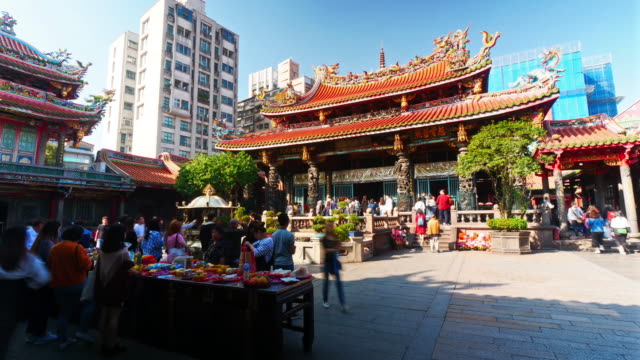 Templo-de-Longshan-de-lapso-de-tiempo-en-la-ciudad-de-Taipéi