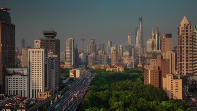 Sonnenuntergang-Panorama-Dachterrasse-4-k-Zeit-hinfällig-aus-shanghai