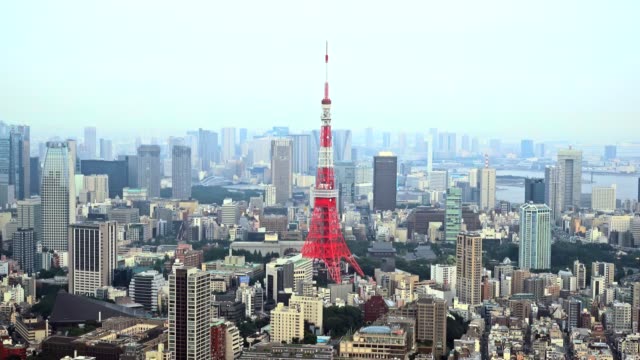 Torre-de-Tokio-es-comunicaciones-y-observación-de-la-torre-situada-en-el-distrito-de-Shiba-koen