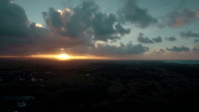 Scenic-aerial-view-of-sunset-in-Mauritius