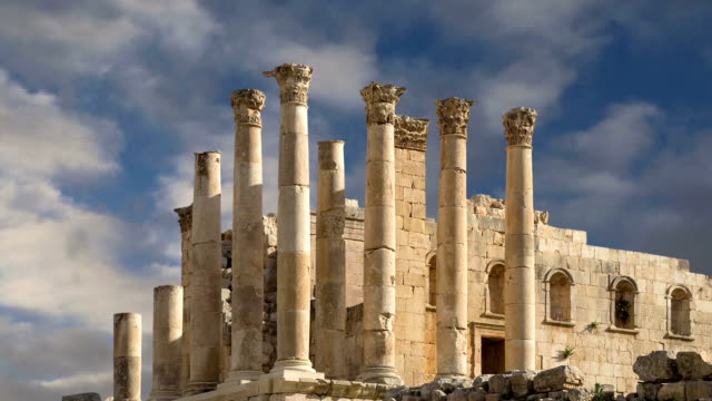 Templo-de-Zeus,-jordano-ciudad-de-Jerash-(Gerasa-de-antigüedad),-capital-y-ciudad-más-grande-de-Jerash-Governorate,-Jordania