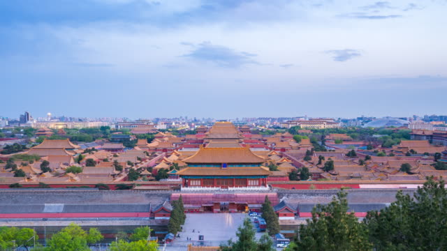 Tag-zu-Nacht-Timelapse-Video,-The-Forbidden-City-Palace-in-Peking,-China-Timelapse-4k
