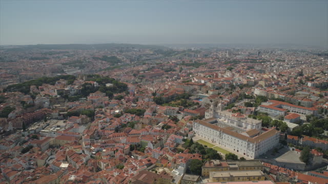 Portugal-Sommer-Tag-Zeit-Lissabon-Stadtbild-hohe-aerial-Panorama-4k