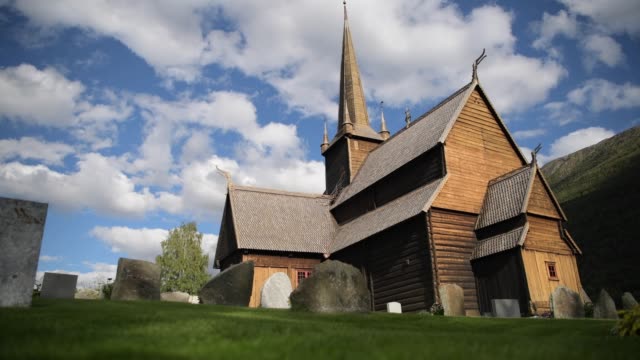 Norwegian-Lom-Stave-Church-During-August-Sunny-Day.