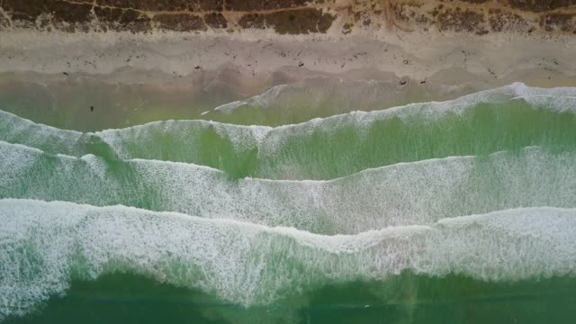 Vista-aérea-de-salvajes-olas-de-playa-y-surf-en-Sudáfrica.