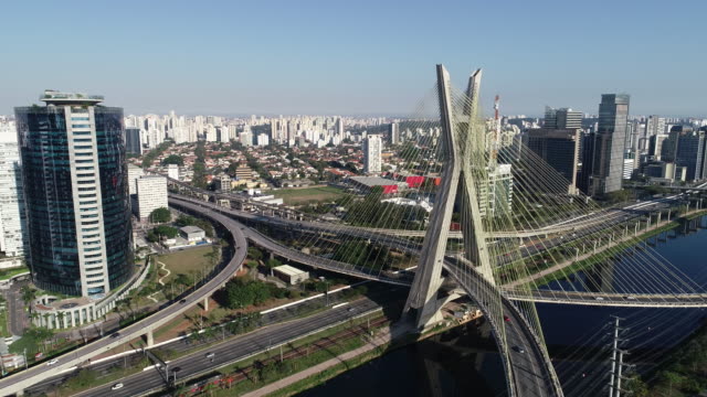 Stayed-bridge-at-Sao-Paulo,-Brazil.