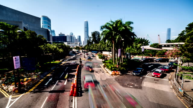 Hong-Kong,-China-Nov-15,v-2014:-The-busy-traffic-and-the-project-near-the-harbour-in-Hong-Kong,-China