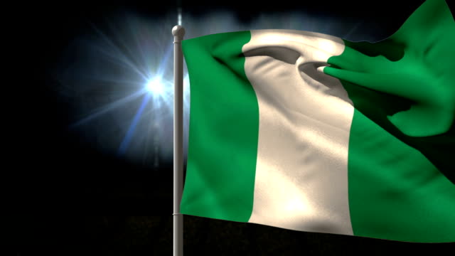 Nigeria-national-Flagge-winken-auf-auf-der-fahnenstange