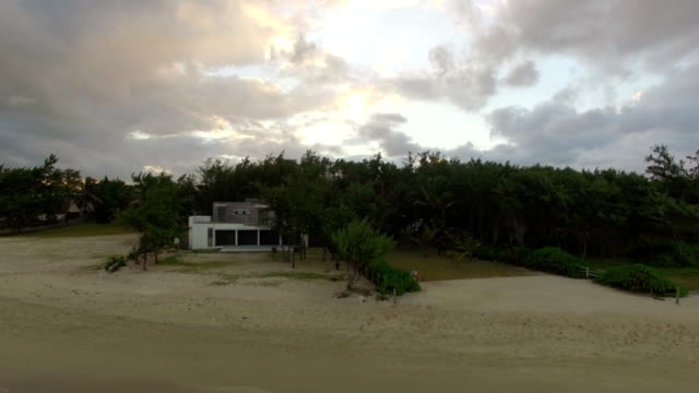 Aerial-view-of-house-on-coast-and-Mauritius-with-ocean