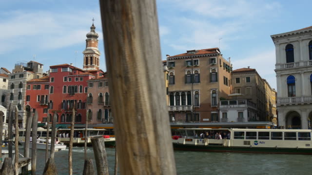 Italien-Sommer-Tag-Venedig-Stadt-Grand-Canal-zu-Fuß-Verkehr-Panorama-4k