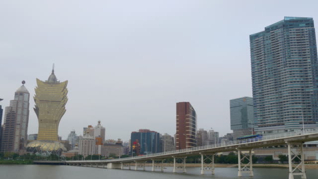 Puente-de-China-día-de-lluvia-Macao-ciudad-famoso-hotel-Bahía-centro-4k