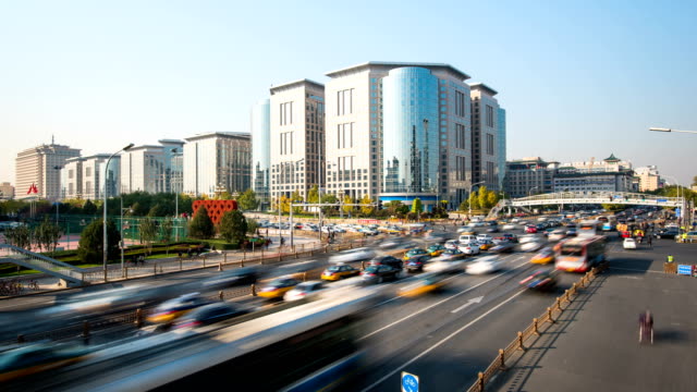 Timelapse-of-Beijing-Chang-An-Avenue-at-daytime