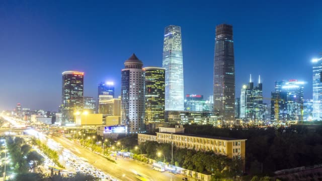 Beijing-zentraler-Geschäft-Bezirk-Zeitraffer