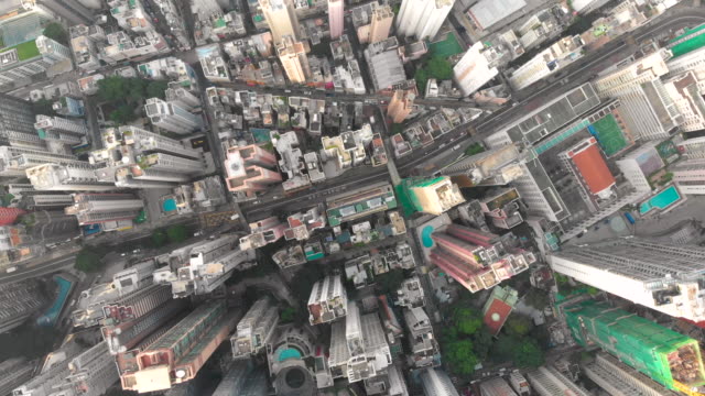 Aerial-drone-shot-of-Hong-Kong-city