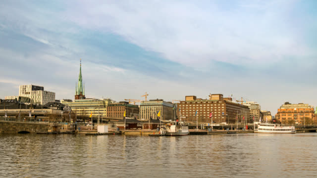Stockholm-Sweden-time-lapse-4K,-city-skyline-timelapse-at-Gamla-Stan-and-Slussen