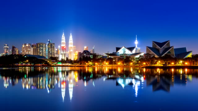 Día-a-noche-Kuala-Lumpur-Cityscape-de-Malasia-4K-Time-Lapse-(zoom-out)