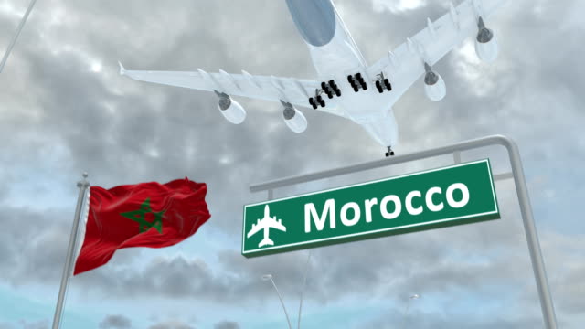 Marokko,-Ansatz,-das-Flugzeug-zu-landen