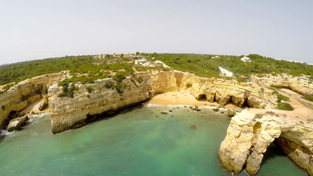 Aerial-Footage-Praia-de-Albandeira---Caramujeira,-Lagoa,-Algarve,-Portugal