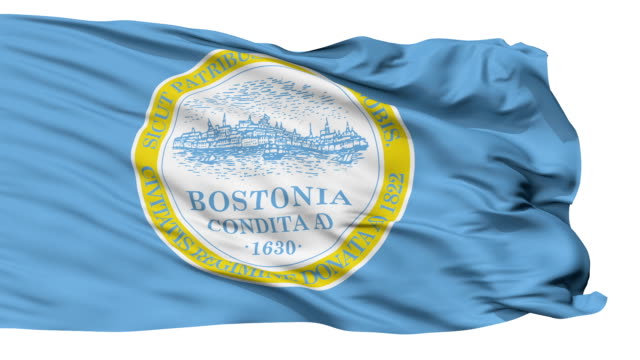 Isolated-Waving-National-Flag-of-Boston-City