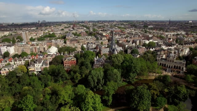 Aerial-panoramic-view-of-Amsterdam,-Netherlands