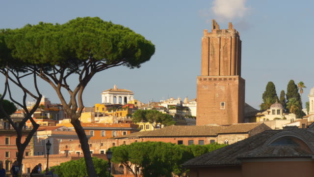 Italien-Sommer-Tag-Rom-Sonnenuntergang-Stadtbild-Dachterrasse-Turm-Stadtpanorama-4k