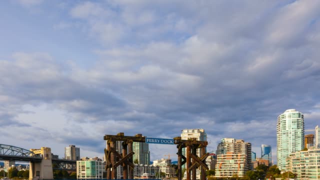 Moving-Clouds-over-Ferry-Dock-in-Granville-Island-4K-Time-Lapse