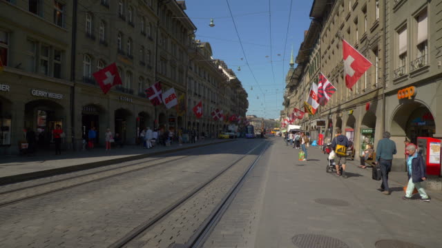 Switzerland-sunny-day-bern-city-traffic-main-street-panorama-4k