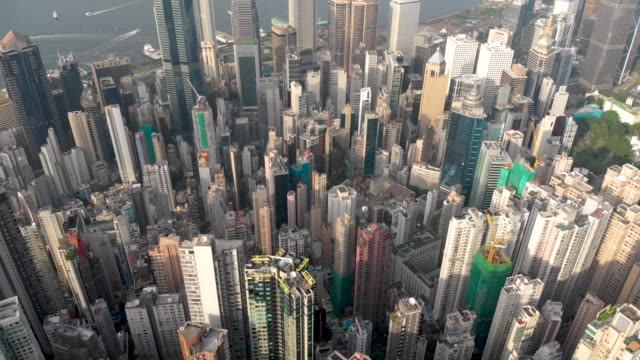 Aerial-Tilt-Schuss-Skyline-von-Hong-Kong