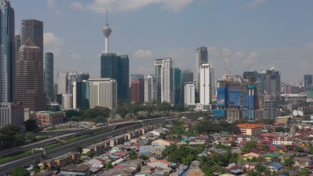 Sonnliche-Tag-Kuala-lumpur-Innenstadt-Wohnstein-Bau-Luftbild-4k-malaysia