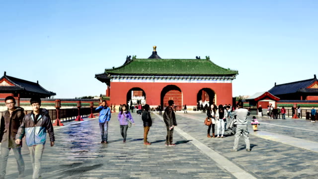 Beijing,-China-–-Nov-1,2014:-Von-links-nach-rechts,-den-Blick-auf-die-Qinian-Hall-und-das-Tor-in-den-Himmelstempel,-Peking,-China