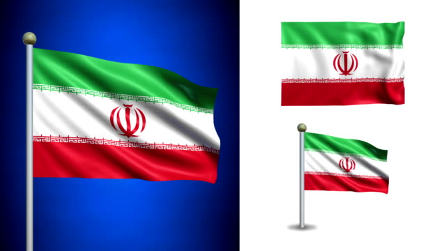 Bandera-de-Irán,-con-canal-alfa,-seamless-loop!