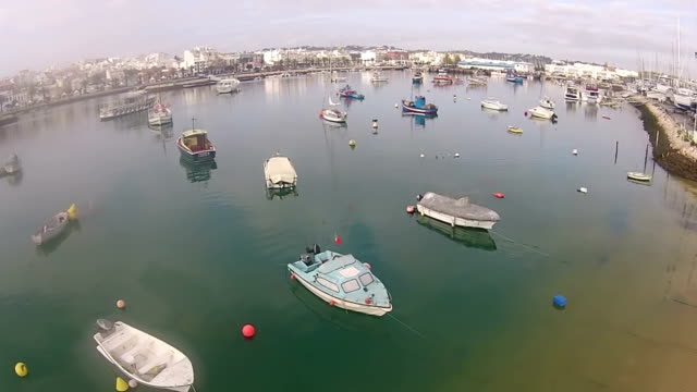 Luftbild-vom-Hafen-in-Lagos-Algarve,-Portugal