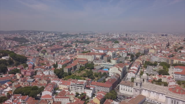 Portugal-Sommer-Tag-Zeit-Lissabon-Stadtbild-hohe-aerial-Panorama-4k
