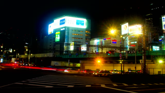 Night-hyper-lapse-4K-resolution-near-Seibu-shinjuku-station