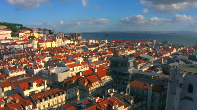 Aerial-view-of-Lisbon-at-sunset