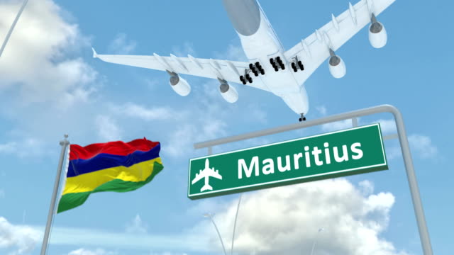 Mauritius,-Ansatz,-das-Flugzeug-zu-landen