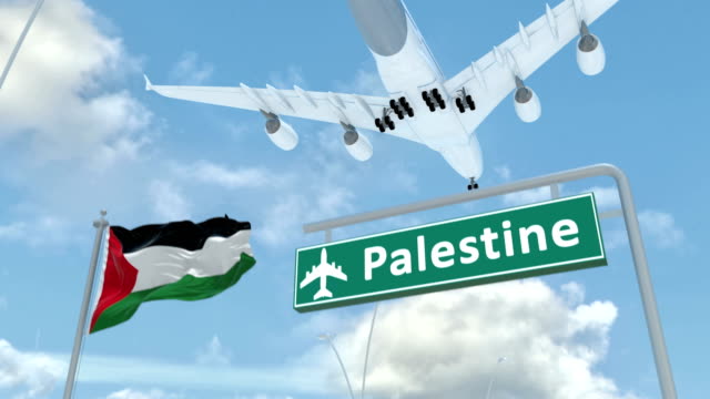 Palestina,-enfoque-del-avión-a-la-tierra