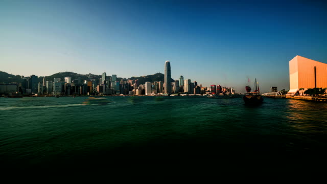 Hong-Kong,-China-Nov---15,-2014:-La-increíble-vista-de-la-bahía-de-Victoria-en-Hong-Kong-Harbor,-China