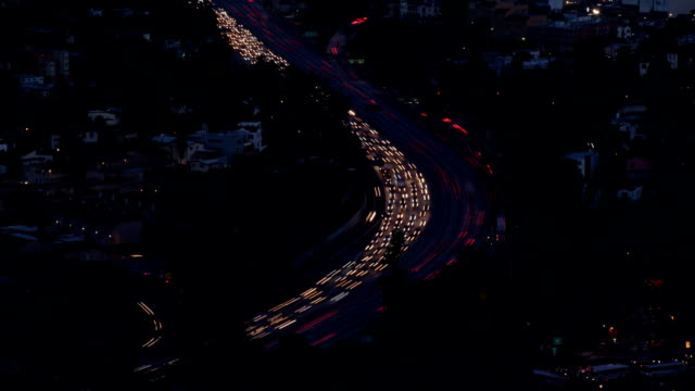 Autopista-por-la-noche,-Time-Lapse