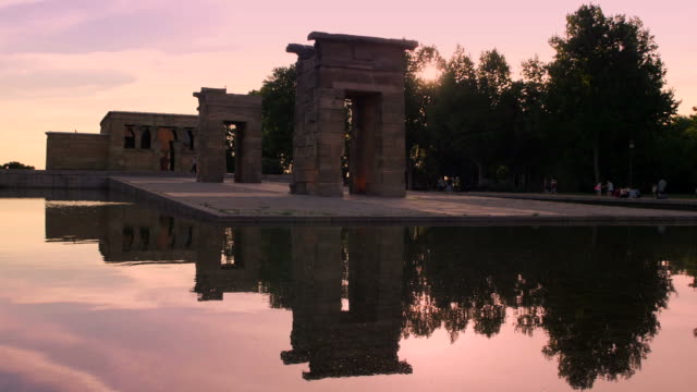 View-of-Madrid,-Spain,-Egyptian-Temple-of-Debod