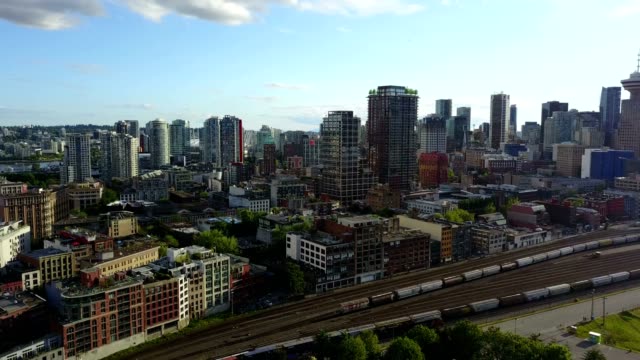 Aerial-of-Vancouver-downtown-gastown-nice-day