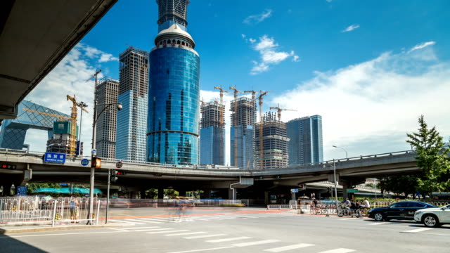 Time-lapse-of-busy-traffic-and-modern-buildings-in-Beijing-city-,-China.