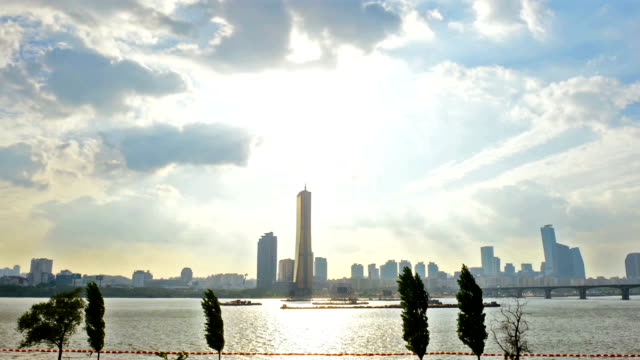 Zeitraffer-von-Seoul-City-Skyline,-Südkorea