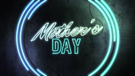 Mother-Day-with-blue-neon-lights-on-wall