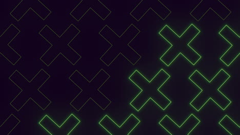 Green-neon-crosses-pattern-on-black-gradient
