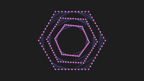 Digitale-Sechsecke-In-Spiralform-Mit-Neonpunkten-Auf-Schwarzem-Farbverlauf