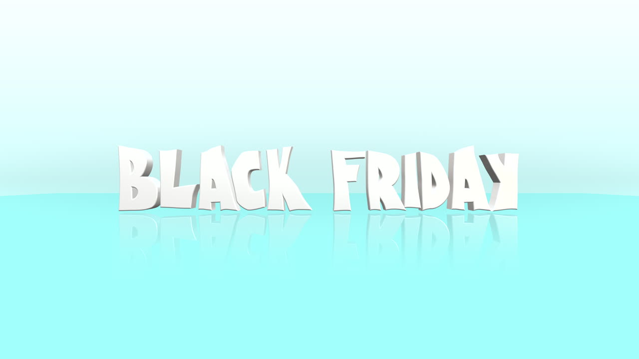 Premium stock video - White black friday cartoon text on blue gradient