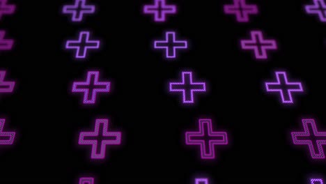 Pulsing-neon-purple-plus-sign-pattern-in-rows