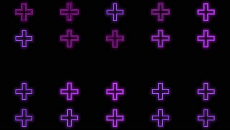 Pulsing-neon-purple-plus-sign-pattern-in-rows